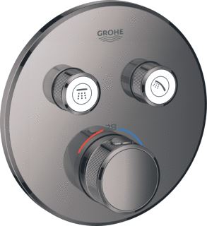 GROHE GROHTHERM SMARTCONTROL OPBOUWDEEL DOUCHETHERMOSTAATKRAAN ROND EENGREEPS 1-GATS 2X UITGANG OMSTEL HARD GRAPHITE