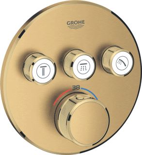 GROHE GROHTHERM SMARTCONTROL OPBOUWDEEL DOUCHETHERMOSTAATKRAAN ROND EENGREEPS 1-GATS 3X UITGANG OMSTEL COOL SUNRISE GEBORSTELD