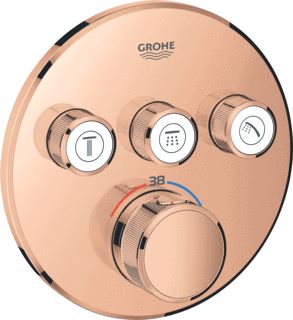 GROHE GROHTHERM SMARTCONTROL OPBOUWDEEL DOUCHETHERMOSTAATKRAAN ROND EENGREEPS 1-GATS 3X UITGANG OMSTEL WARM SUNSET