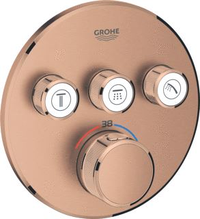 GROHE GROHTHERM SMARTCONTROL OPBOUWDEEL DOUCHETHERMOSTAATKRAAN ROND EENGREEPS 1-GATS 3X UITGANG OMSTEL WARM SUNSET GEBORSTELD