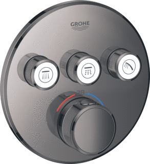 GROHE GROHTHERM SMARTCONTROL OPBOUWDEEL DOUCHETHERMOSTAATKRAAN ROND EENGREEPS 1-GATS 3X UITGANG OMSTEL HARD GRAPHITE