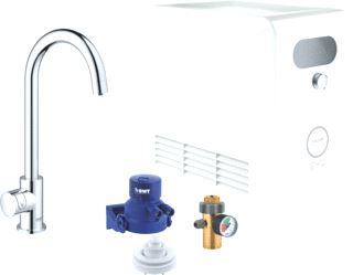 GROHE BLUE PROFESSIONAL MONO KEUKENMENGKRAAN KIT EENGREEPS WIFI BLUETOOTH 379MM HOOGTE 153MM C-UITLOOP DRAAIBAAR CHROOM 