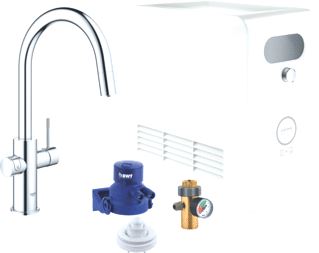 GROHE BLUE PROFESSIONAL KEUKENMENGKRAAN MET KOELER DUO EENGREEPS UITTREKBAAR WIFI BLUETOOTH 219MM C-UITLOOP DRAAIBAAR CHROOM 