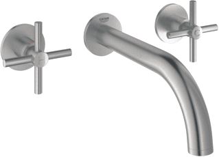 GROHE ATRIO NEW INBOUWMENGKRAAN AFBOUWDEEL S-SIZE WAND TWEEGREEPS KRUIS 3-GATS G1/2 180MM UITLOOP VAST SUPERSTEEL 