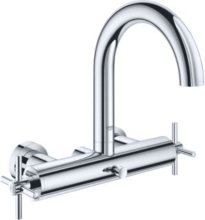 GROHE ATRIO NEW BADMENGKRAAN WAND TWEEGREEPS KRUIS 2-GATS OMSTELINRICHTING 150+/-11MM HART 248MM UITLOOP VAST CHROOM 