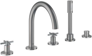 GROHE ATRIO NEW BADRANDCOMBINATIE INBOUW + AFBOUW TWEEGREEPS KRUIS 5-GATS MET OMSTELINRICHTING 230MM UITLOOP VAST SUPERSTEEL 