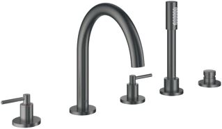 GROHE ATRIO NEW BADRANDCOMBINATIE INBOUW + AFBOUW TWEEGREEPS 5-GATS MET OMSTELINRICHTING 230MM UITLOOP VAST HARD GRAPHITE GEB 