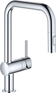 GROHE MINTA KEUKENMENGKRAAN EENGREEPS DUAL SPRAY UITTREKBAAR 354MM HOOGTE 218MM VOORSPRONG U-UITLOOP DRAAIBAAR CHROOM