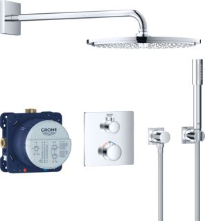 GROHE GROHTHERM INBOUWDOUCHESET INBOUW + AFBOUW VIERKANT WAND TWEEGREEPS SENA HANDDOUCHE COSMOPOLITAN 310 REGENDOUCHE CHROOM 