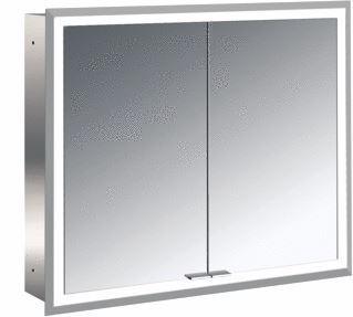 EMCO ASIS PRIME SPIEGELKAST INBOUW MET 2 DEUREN MET LED VERLICHTING RONDOM MET LICHTPAKKET 80X73CM MET VERSPIEGELDE ACHTERWAND 