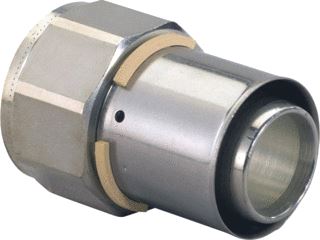 UPONOR S-PRESS FITTING RECHT 1-DELIG HOEK 0 GRADEN AANSLUITING 1: 40MM PERSMOF AANSLUITING 2: 40MM BINNENDRAAD