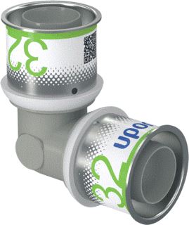 UPONOR S-PRESS FITTING KNIE 1-DELIG HOEK 90 GRADEN AANSLUITING 1: 32MM PERSMOF AANSLUITING 2: 32MM PERSMOF