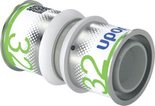 UPONOR S-PRESS FITTING RECHT 1-DELIG HOEK 0 GRADEN AANSLUITING 1: 32MM PERSMOF AANSLUITING 2: 32MM PERSMOF