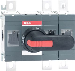 ABB LASTSCHAKELAAR 3P 400A BODEMMONTAGE FRONTBEDIENING ZWARTE KNOP VERGRENDELBAAR OFF-ON AS-