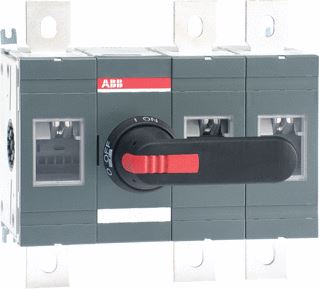 ABB LASTSCHAKELAAR 3P 800A BODEMMONTAGE FRONTBEDIENING ZWARTE KNOP VERGRENDELBAAR OFF-ON AS-