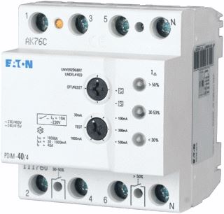 EATON FOUTSTROOM INDICATOR PDIM 4-POLIG 40A UITSCHAKELKARAKTERISTIEK INST.: ONVERTRAAGD G EN S FOUTSTROOM 30-100-300-500-1000MA 