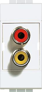 LEGRAND AUDIO/VIDEO CONN. WIT 2V SOLDEER RCA LIVINGLIGHT DUBBEL ROOD/GEEL