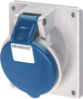 MENNEKES CEE-INBOUWCONTACTDOOS 16A 3-POLIG 230V 6U IP44 SCHROEFLOZE KLEM 62X74MM BLAUW RAL5007