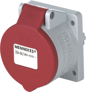 MENNEKES CEE-INBOUWCONTACTDOOS 16A 4-POLIG 400V 6U IP44 SCHROEFLOZE KLEM 75X75MM ROOD RAL3013