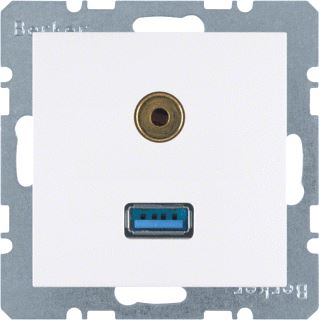 HAGER BERKER USB/AUDIO 3,5 MM MINI-JACK WANDCONTACTDOOS BERKER S.1/B.3/B.7 POLARWIT MAT 