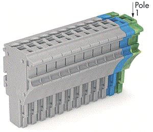 WAGO 1-DRAADS FEMALE STEKER PUSH-IN CAGE CLAMP GRIJS