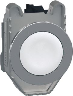 SCHNEIDER ELECTRIC HARMONY XB4 DRUKKNOP ROND VLAK WIT 30.5MM METAAL 1NO MET FRONTRING CHROOM SCHROEFAANSLUITING