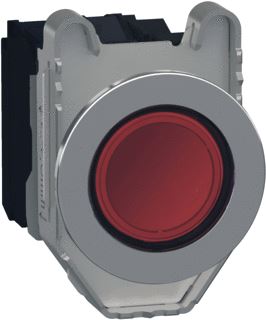 SCHNEIDER ELECTRIC HARMONY XB4 DRUKKNOP ROND VLAK ROOD 30.5MM METAAL VERLICHT 1NO 1NC MET FRONTRING SCHROEFAANSLUITING