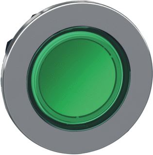 SCHNEIDER ELECTRIC HARMONY ZB4F DRUKKNOP FRONTELEMENT GROEN ROND 30.5MM VLAK TERUGVEREND VERLICHT MET FRONTRING METAAL