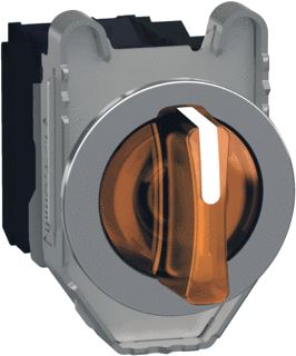 SCHNEIDER ELECTRIC ILLUMINATED SELECTOR SWITCH FLUSH MOUNTED METAL ORANGE 30 3 POSITIONS STAY PUT 24 V AC/DC 1 NO + 1 NC