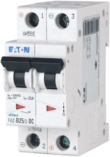 EATON INSTALLATIEAUTOMAAT 2A 2P B-KAR 15KA TYPE DC