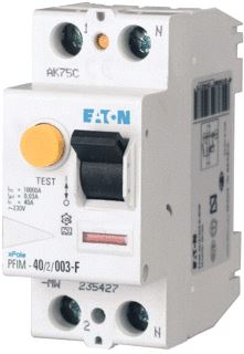 EATON PFIM-40/2/003-G/F AARDLEKSCHAKELAAR (RCCB) PFIM 40A 2P 30MA,TYPE F KORTVERTRAAGD 