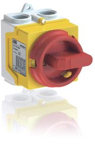 ABB WERKSCHAKELAAR OPBOUW 2-P-400V AC23A 15 2A 400V AC 22A 20A PLASTIC BEHUIZING IP67 ROOD SELECTIEGREEP