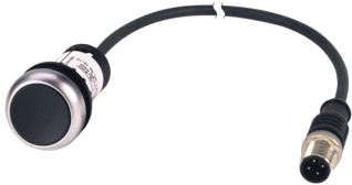 EATON DRUKKNOP RMQ COMPACT ZWART VLAK TERUGVEREND 0NO/1NC M12A-MALE KABEL ZWART 0,2 METER 