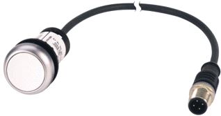 EATON DRUKKNOP RMQ COMPACT WIT VLAK TERUGVEREND 1NO/0NC M12A-MALE KABEL ZWART 0,2 METER 