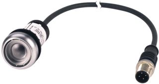 EATON DRUKKNOP RMQ COMPACT ZONDER INDICATIEPLAAT VLAK TERUGVEREND 0NO/1NC M12A-MALE KABEL ZWART 0,2 METER 