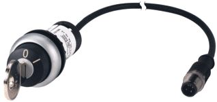 EATON SLEUTELSCHAKELAAR RMQ COMPACT TERUGVEREND 2 STANDEN MS1 1NO/0NC M12A-MALE KABEL ZWART 0,2 METER 