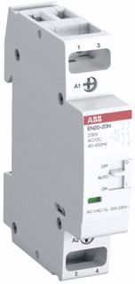 ABB MAGNEETSCHAKELAAR 220-250V 20A STUURSPANNING AC-DC ALS MAAKCONTACT 2 MAAKCONTACT-EN-2 MODULE-EENHEDEN 1 INBOUWDIEPTE 58MM IP20 