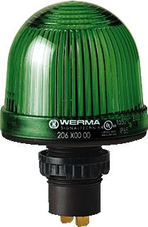 WERMA MINI 206 CONTINU LICHT NOM. SPANNING 48V LENSKAP GROEN BESCHERMINGSGRAAD (IP) IP65 TYPE STROOM AC/DC INBOUW BESCHERMINGSGRAAD (NEMA) 12 LAMPTYPE GLOEILAMP LAMPHOUDER BA15D VERMOGEN 1W