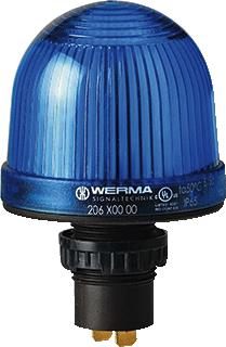 WERMA MINI 206 CONTINU LICHT NOM. SPANNING 48V LENSKAP BLAUW BESCHERMINGSGRAAD (IP) IP65 TYPE STROOM AC/DC INBOUW BESCHERMINGSGRAAD (NEMA) 12 LAMPTYPE GLOEILAMP LAMPHOUDER BA15D VERMOGEN 1W