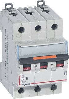 LEGRAND INSTALLATIEAUTOMAAT DX3 3P C16A 25KA 3MODULES