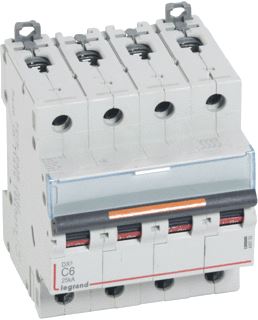 LEGRAND INSTALLATIEAUTOMAAT DX3 4P C6A 25KA 4MODULES