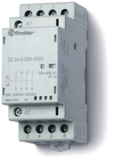 FINDER MAGNEETSCHAKELAAR 35 MM 3M/1V 25A/250VAC SPOEL 48 VAC/DC CONTACTMATERIAAL AGSNO2 MECH STANDINDICATIE + LED 