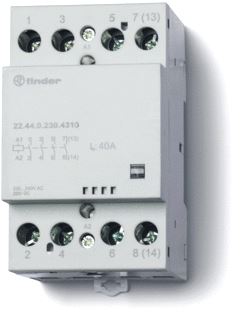 FINDER MAGNEETSCHAKELAAR 53,5 MM 2M/2V 40A/250VAC SPOEL 24VAC/DC CONTACTMATERIAAL AGSNO2 MECHANISCHE STANDINDICATIE 