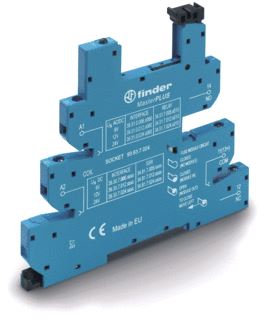 FINDER AANSLUITVOET (BLAUW) MET SCHROEFAANSLUITING VOOR 35 MM RAILMONTAGE 6+12+24VAC/DC VOOR RELAIS 34.51/34.81 MASTERPLUS 