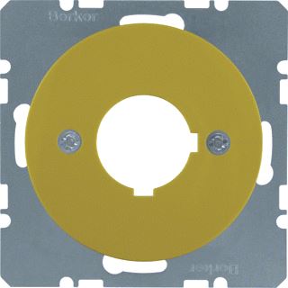 HAGER BERKER CENTRAALPLAAT VOOR MELDER/REGELTOESTEL DIAMETER 22,5MM R1/R3 GEEL