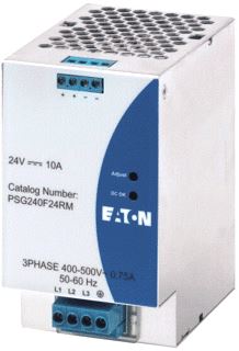 EATON PSG 3-FASE VOEDING PRIMAIR 400-500VAC (320-575VAC)(450-800VDC) SECUNDAIR 24VDC (24-28VDC) 10A 240W 50/60HZ DIN-RAIL 