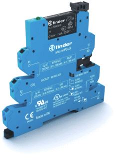 FINDER INTERFACERELAIS (VOET+RELAIS) MASTERPLUS 6,2 MM BREED 1 WISSELCONTACT 6A/250VAC1 24-240VUC LED EMC PUSH-IN 