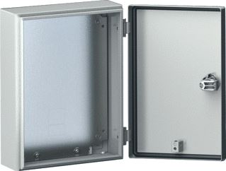 RITTAL KX E-BOX BHD: 200X200X80MM PLAATSTAAL MET MONTAGEPLAAT MET DEUR 