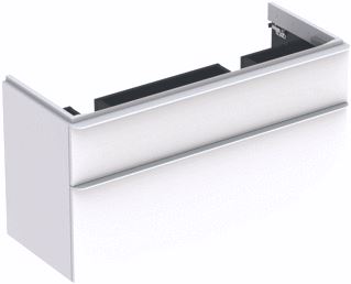 GEBERIT SMYLE SQUARE WASTAFELONDERBOUWKAST MET 2 LADEN 118.4X61.7X47CM T.B.V. DUBBELE WASTAFEL MET GREEP WIT 500356001 