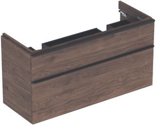 GEBERIT SMYLE SQUARE WASTAFELONDERBOUWKAST MET 2 LADEN VOOR DUBBELE WASTAFEL 118.4X61.7X47CM NOTEN 500356JR1 